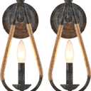 Rustic Wall Sconces Set of 2, 1-Light Simple Vanity Light Bedside Wall Light Fixture for Farmhouse Porch Entryway Laundry Bathroom Bedroom
