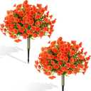 Yunlly 24" Fall Artificial Mum Topiary Balls with Flowers Set of 2 Fall Topiary with Morning Glory for Outdoor Autumn Front Porch Decor, UV Resistant Faux Bush Shrub for Garden Indoor Decor(Orange)