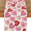Artoid Mode Pink Ture Love Heart Valentine's Table Runner, Festival Anniversary Kitchen Dining Table Decoration for Home Party Decor 13x120 Inch (13" x 120", Table Runner)