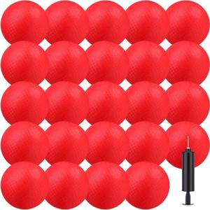Yunsailing 24 Pack Dodgeballs Bulk 6 Inch Operation Christmas Playground Balls Rubber Bouncy Inflatable Kickball with Pump for Kids Adult Outdoor Handball Game Christian Donation Gift (Red)