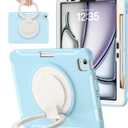 BATYUE Shockproof Case for iPad Air 11" M2/M3/M4, Air 4/5 10.9", iPad Pro 11" 1st-4th Gen 2018-2022 | 360 Multi-Angle Stand (Portrait & Landscape) & Grip, Built-in Pencil Holder, Frozen Blue