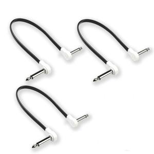 Flat Low Profile Guitar Patch Cable 12 inch 1 foot for Effects Pedals, 1/4 inch Right-Angle, White, 3-Pack New Version