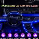 DEHERANE Interior Car LED Strip Lights, RGB 6 in 1 Ambient Lighting Kit with 315 inches Integrated Fiber Optic, 16 Million Colors Car Interior Lights with Wireless APP& Remote Control, Sync to Music
