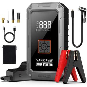 M1 Car Battery Jump Starter with Air Compressor 4500A 150PSI (9.0 L Gas/8.0L Diesel), Portable Car Jump Starter Power Pack, Battery Charger 12V Jump Box with LED Light, Large LED Display, Power Bank