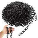 1/3'' x 16.4 Ft Black Chain for Hanging, Heavy Duty Black Chain Link Carbon Steel Porch Swing Chain Decorative Chain for Fence, Hanging, Security Lock Chain