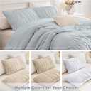 QSH Light Blue Ruched Pillow Shams Standard Size,2 Pack 20"x26" Pillowcases Shabby Boho Chic Decorative Pillow Sham Standard Ultra Soft and Luxury Microfiber Pillow Covers