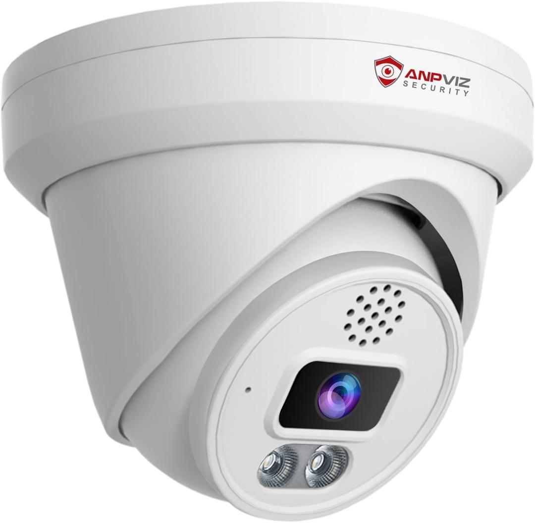 Anpviz 4K IP PoE Camera, PoE Turret Security Camera Outdoor with Built-in Mic & Speaker, Human Vehicle Detection, 100FT Smart Color Night Vision, 8MP(3840x2160), Up to 256GB SD Card, NDAA Compliant