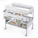 Portable Baby Changing Table, Foldable Diaper Changing Station with Waterproof Pad, Mobile Nursery Organizer for Infant & Newborn Essentials, Grey