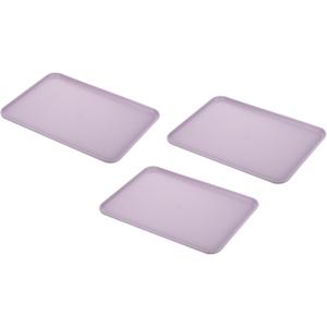 PATIKIL 15x11 Fast Food Tray, 3 Pack PP Plastic Reusable Multi-Purpose Non-Slip Rectangle Serving Tray for Cafeteria Restaurant Home Kitchen, Purple