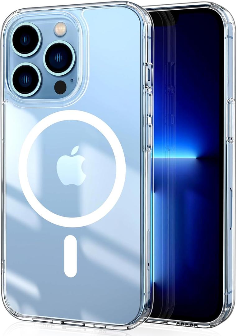 CACOE Magnetic Case for iPhone 13 Pro 6.1 inch-Compatible with MagSafe & Magnetic Car Phone Mount,Not Yellowing Anti-Scratch (Clear)