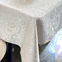 70"x140" Jacquard Fabric Tablecloth, Waterproof Table Cloth Rectangle Tables, Heavy Weight Large Dining Table Cover for Dining Room, Wedding, Parties - Milky White