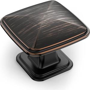 Amerdeco 10 Pack 1-1/4 inch Cabinet Knobs, Oil Rubbed Bronze for Dresser Drawers, Bathroom Cabinets K0003ORB