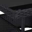 Patio Dining Table Black Poly Rattan and Glass 16kg/35.2ib Outdoor Tables