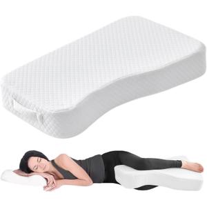 Leg Pillow for Side Sleepers, Memory Foam Knee Pillow for Side Sleeping, Leg Elevation Pillow for Hip/Back/Sciatica Pain Relief Helps Spine Alignment -15"x25" (4 INCHES) (White, M)