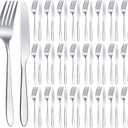 Nuenen 50 Pieces Stainless Steel Forks Silverware Set Dinner Forks and Knives Flatware Tableware Cutlery Set for Kitchen Restaurant(7.1 x 1 Inch, 8.4 x 0.7 Inch,Silver)