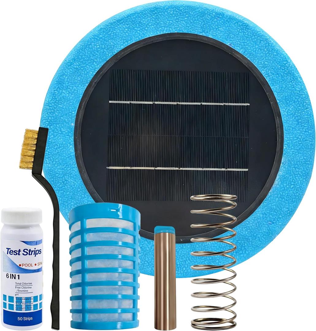 Solar Pool Ionizer - Floating Ionizer Cleaner Up to 40,000 Gallons, Large Solar Panel & Durable Copper Anode, Ideal for Pools, Spas, and More