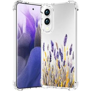 CCFUNCASE Compatible for Samsung Galaxy S25 Edge Case Clear Cute for Women - Rugged Phone Cases Funda Protector Cover Skin (Pink Lavender Blossom)