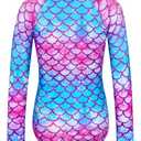 WhizBuzz Girls Swimsuits 3T Pink Blue Long Sleeve Rash Guard Bathing Suit
