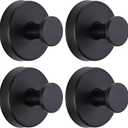 Fenas Suction Cup Hooks for Shower No-Drill Bathroom Hooks for Towels, Robes, Loofah Mountable on Bathroom Walls, Kitchen, Glass, Mirrors, Tile and Smooth,Non-Porous Surfaces (4, Matte Black)