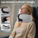 SZXYX Neck Travel Pillows - 100% Pure Memory Foam Neck Pillow for Airplanes, Comfortable Breathable Cover, 360 Support Stowable Pillows for Sleeping, Car, Airport Travel Essentials, Gray