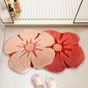 Bath Mat, Cute Flower Bathroom Rugs with Soft Thickened Microfiber, Absorbent Quick Dry Non Slip Bathtub Floor Mat, Machine Washable Plush Shaggy Decor Mat for Shower Doorway 18x28 Inch (47x75cm)