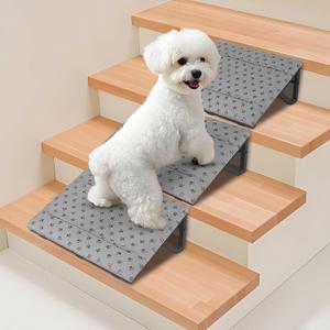 Dog Ramp with Anti-Slip Bump for Stairs, Low-Angled Pet Ramps for Small Dogs and Cats, Medium Dogs, Step and Stair Assist for Injured and Older Pets, 3 Pack
