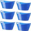 Patelai 6 Pcs Ice Buckets Bulk, Plastic Ice Buckets with Handles, Oval Storage Tub, Large Capacity Drink Tub for Party Bar Wine Beer Champagne Beverage Bottle Cooler(4.5 Liter, Blue)