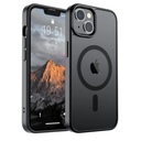 SUPFINE Magnetic for iPhone 14 Case & iPhone 13 Case (Compatible with MagSafe)(Military Grade Drop Protection) Translucent Matte Shockproof Phone Cover, Black