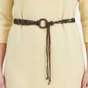 2 x Boho Woven Belt, Boho Beaded Braided Belt Women Long Tassel Rope Waist Belts Renaissance Rope Belts for Dress(Brown) (Brown)