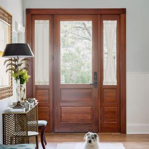 NICETOWN Cream Linen Sidelight Curtains for Front Door 40 inch Length, 12" W x 40" L, Light Filtering Easy Install Window Treatment for Patio/Glass, 1 Panel