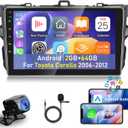  NHOPEEW Car Radio for Toyota Corolla 2006-2012 with Wireless Carplay and Android Auto - 9 Inch Touchscreen Android Car Stereo - 28 UI Themes/WiFi/GPS/SWC/Bluetooth + AHD Backup Camera