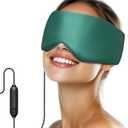 Silk Heated Eye Mask, USB Corded Electric Face Heating Pad for Sinus Pressure Relief, Warm Eye Compress for Dry Eyes, Stye and Tension Headache with 3 Temp Settings & 30-Min Auto Off, Forest Green