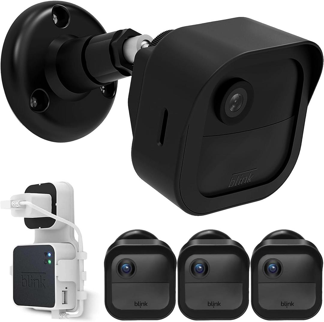 3Pack Blink Outdoor Camera Mount - Protective Housing and 360 Degree Adjustable Mount with Blink Sync Module Outlet Mount for Blink Outdoor 4th Gen Surveillance Camera (3Pack Mount)