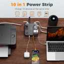 TESSAN 5Ft Black Extension Cord with Multiple Outlets, Surge Protector Power Strip with 6 Outlets and 4 USB Ports (2 USB C), 2100 Joules Protection, Flat Plug, Outlet Extender for Home, Office, Dorm