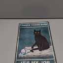 Funny Black Cat Tin Sign - Vintage "I Knock Things Over" Retro Decor, Sarcastic Metal Sign for Home, Kitchen, Bar, Unique Cat Lover Gifts, 8x12 Inch