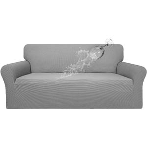 Easy-Going 100% Waterproof Couch Cover, Dual Waterproof Sofa Cover, Stretch Jacquard Sofa Slipcover, Leakproof Furniture Protector for Kids, Pets, Dog and Cat (Oversized Sofa, Light Gray)