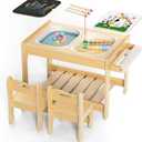 Sensory TableKids Sensory Table for Toddlers 1-3, Indoor Activity Table, Montessori Toddler Activity Table with 2Chairs, 2 Foldable Storage Bins Paper Roll and Fishinhg Game