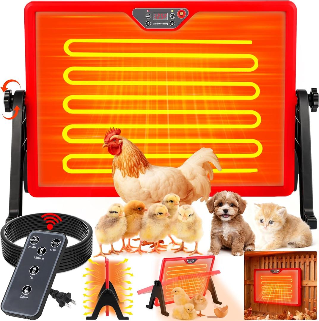 Chicken Coop Heater, Chicken Heater for Chicken Coop Accessories, Double Sided Brooder Plate for Chicks Timers and Thermostat, Chicken Heater for Coop, Chick Brooder Heating Plate UL-Compliant