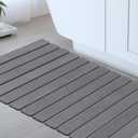 Nuanchu Large Stone Bath Mat 31.2" x 23.3" - Foldable Diatomite Bath Mat with Anti-Slip Pad Quick-Dry Large Bathroom Non-Slip Absorbent and Easy to Clean for Shower Entryway Kitchen Counter(Gray)