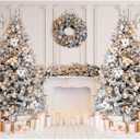 7x5ft Christmas Interior Photography Backdrop White Christmas Fireplace Backdrop Family Photo Holiday Party Decorations Backdrops XY127