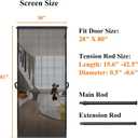 MAGZO Hanging Screen Door, Fits Door Size 28" x 80" (Curtain Size 30'' x 81''), Upgraded Fiberglass Mesh Net with Tension Rod&Hook&Loop (One Piece Can be Installed in 2 Ways), Weighted Bottom, Grey