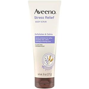 Aveeno Stress Relief Body Scrub, Exfoliating Body Wash for Softer, Smoother Skin, Formulated with Prebiotic Oat & Lavender Scent to Calm & Relax, Sulfate-Free & Soap-Free, 8 fl. oz