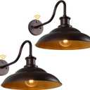 Dusk to Dawn Outdoor Barn Light Fixture, 16 Inch Dome Large Wall Sconce Farmhouse Exterior Wall Mount Light for House Garage Patio Doorway, 2 Pack