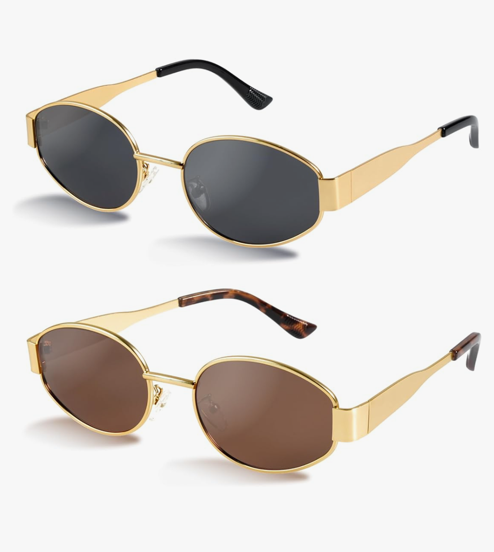 livho 2025 Trendy Oval Sunglasses - Stylish Polarized Shades for Everyday - Retro Metal Frames 3-Pack