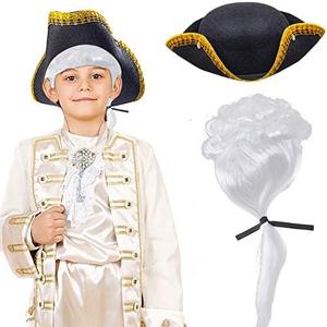 Beelittle George Washington Colonial Costume Dress Up Accessory Colonial Revolutionary War Style Tricorn Hat for Adult Kids