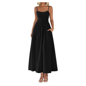 PRETTYGARDEN Women's Smocked Maxi Dresses 2025 Summer Beach Sundress Casual Spaghetti Strap Swing A Line Long Flowy Dress, M