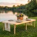Low Picnic Table with 2 Adjustable Heights, Large Size for 6-8 people