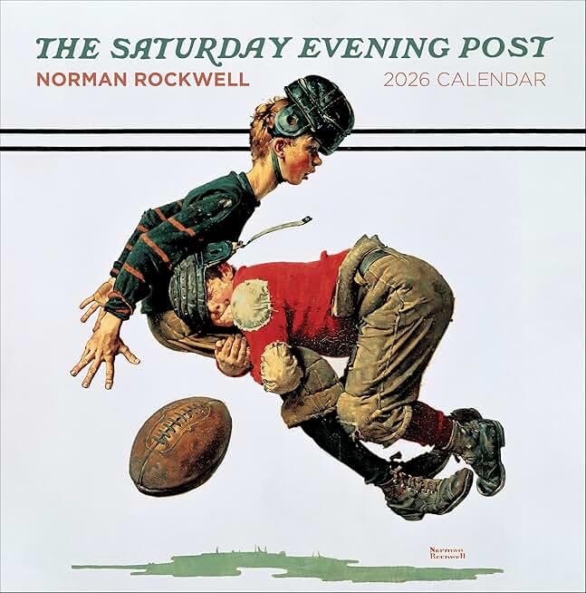 Wall Calendar 2026, Norman Rockwell: The Saturday Evening Post Art, 12 Months, Large Grid Design Featuring 12 Artworks