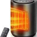 Small Space Heaters for Indoor Use, Mini Portable Electric Heaters Fan with Thermostat & Remote, LED Touch Screen, 24H Timer, Eco Mode, Desk Ceramic Heater for Office/Bedroom/Bathroom/RV