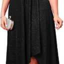 ZOMVA Sparkly Glitter Formal Maxi A Line Dress Sparkle Wrap Ruffle Sleeve Prom Dresses Cocktail Evening Gown, Black 4X